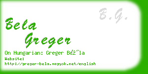 bela greger business card